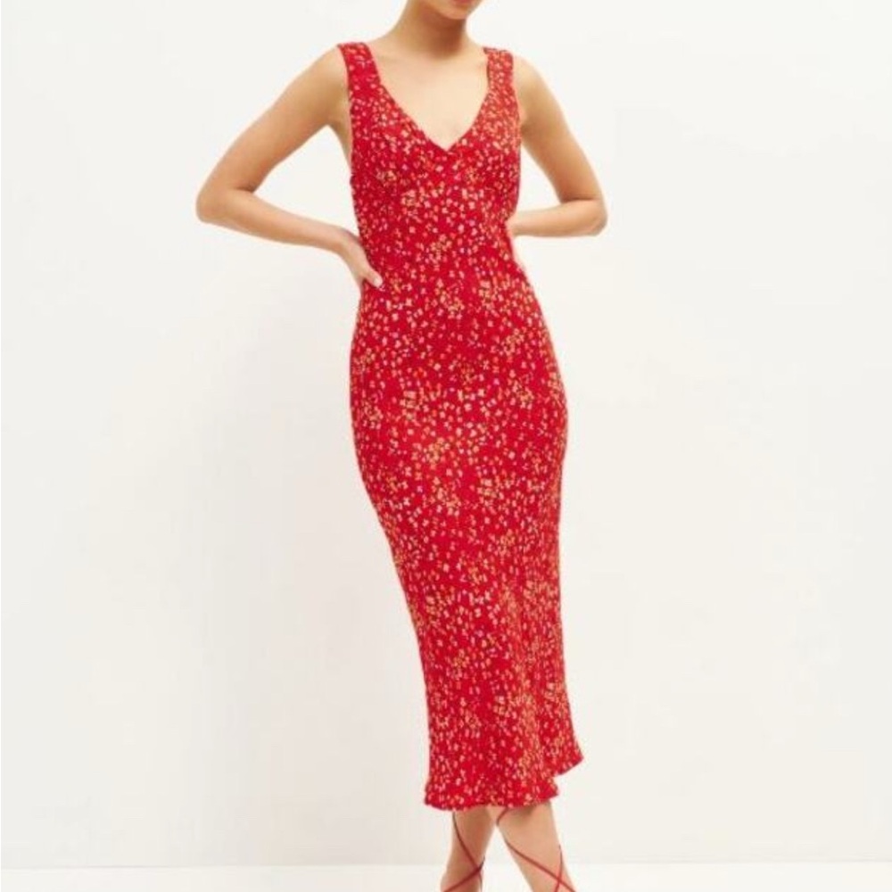 Red Floral Sleeveless Dress